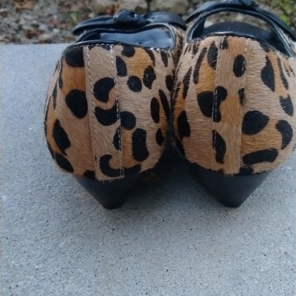 Steve Madden open toe animal print fur wedge shoes size 8.5 - Picture 4 of 11